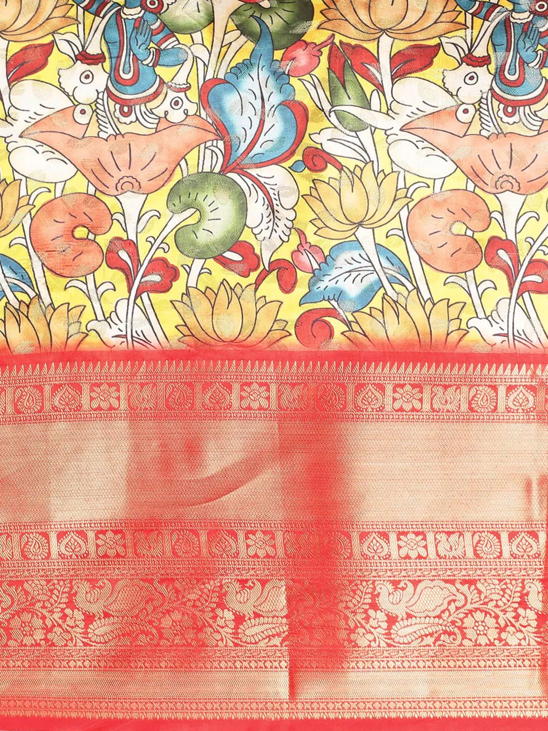 Kalamkari Pattu Banarasi Silk Saree