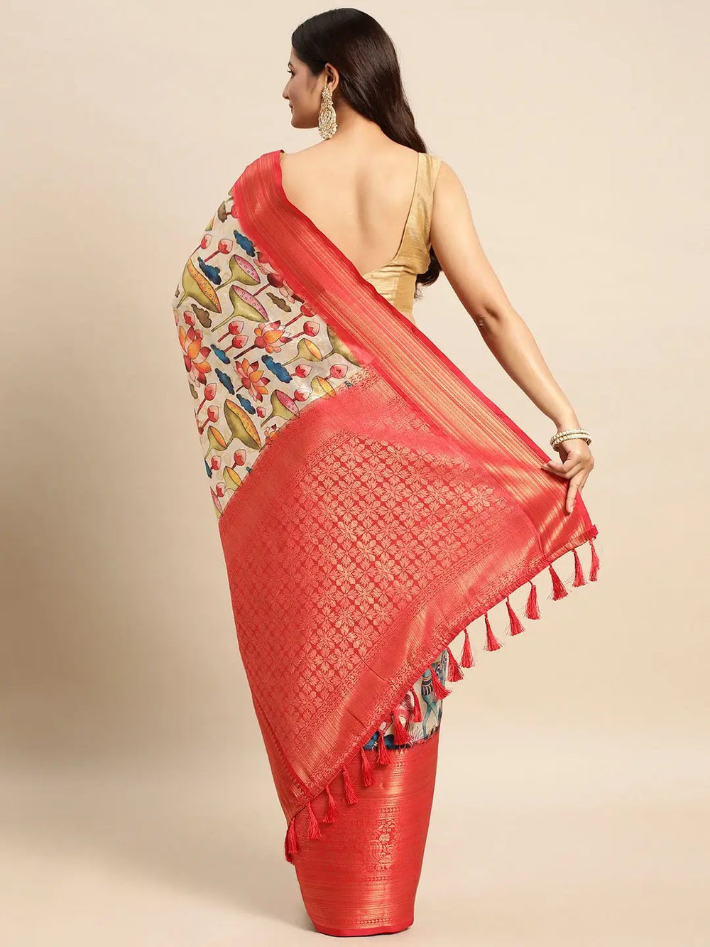 Kalamkari Pattu Banarasi Silk Saree