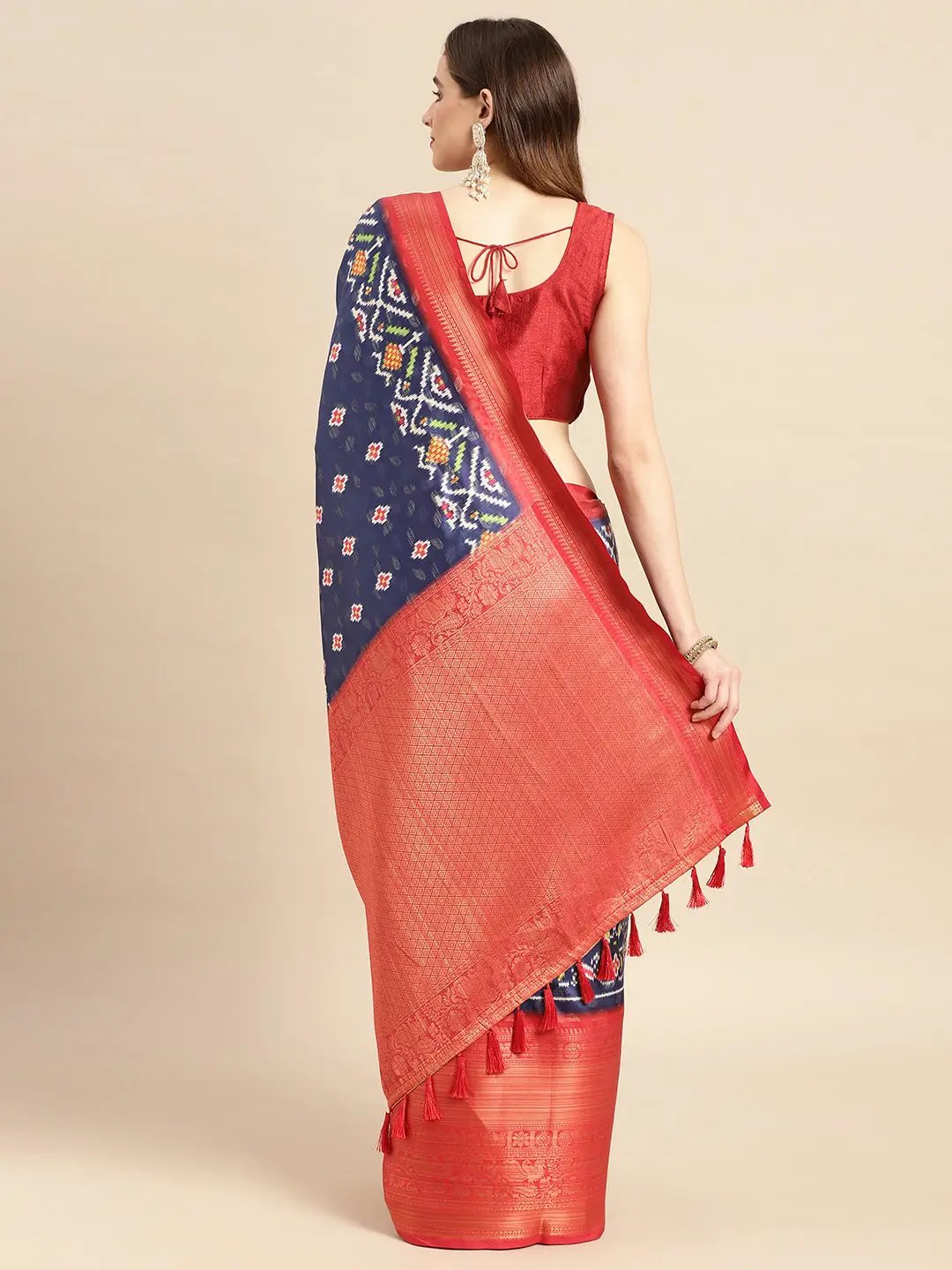 Ikkat Digital Pattu Banarasi Silk Saree