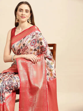 Kalamkari Pattu Banarasi Silk Saree 