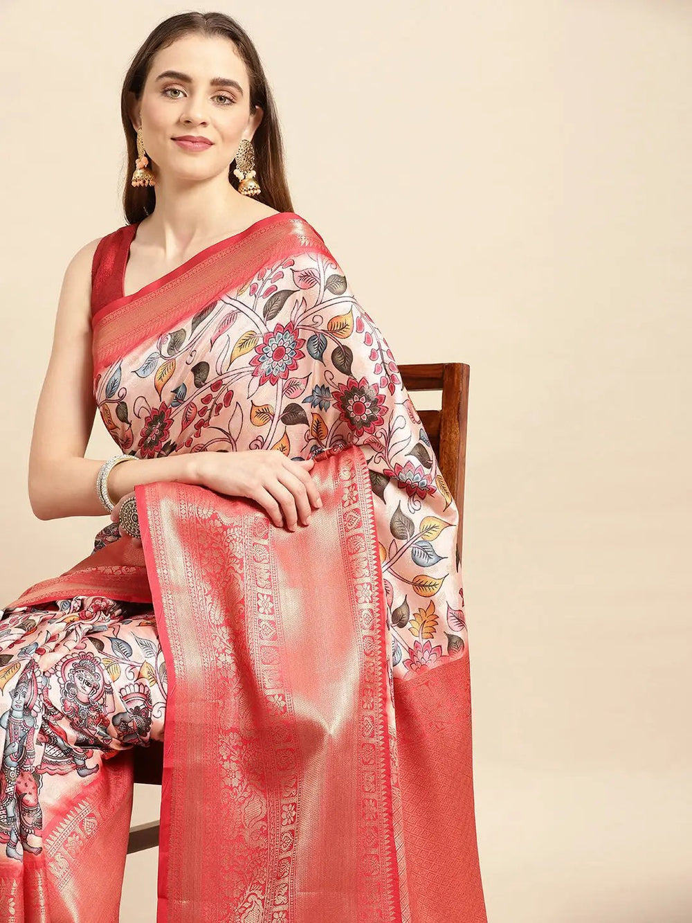 Kalamkari Pattu Banarasi Silk Saree 