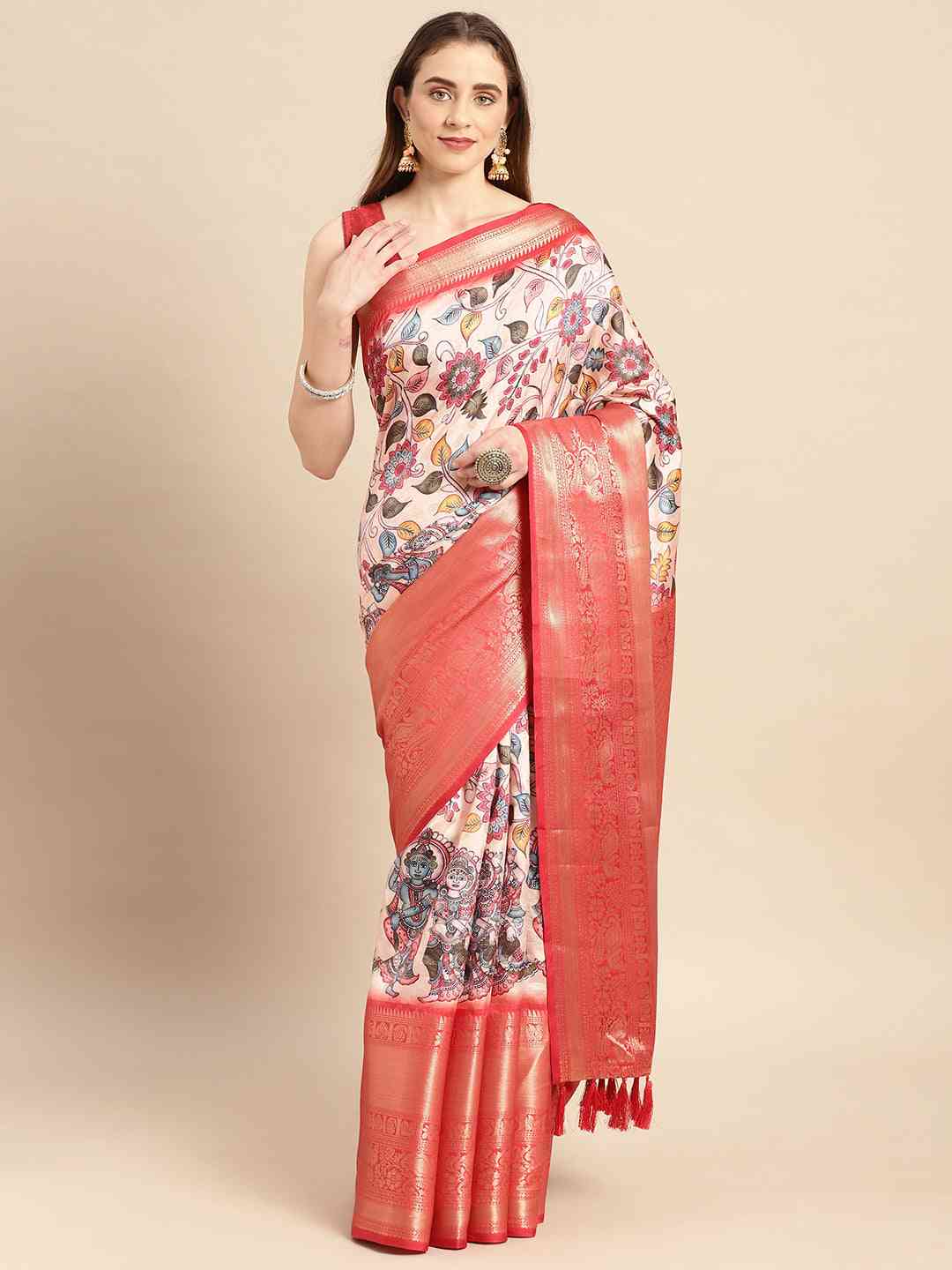 Kalamkari Pattu Banarasi Silk Saree 