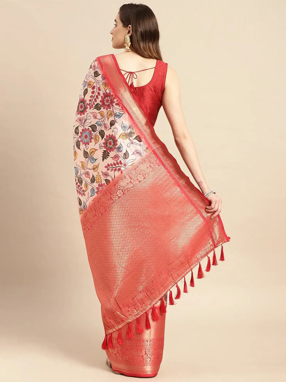 Kalamkari Pattu Banarasi Silk Saree 