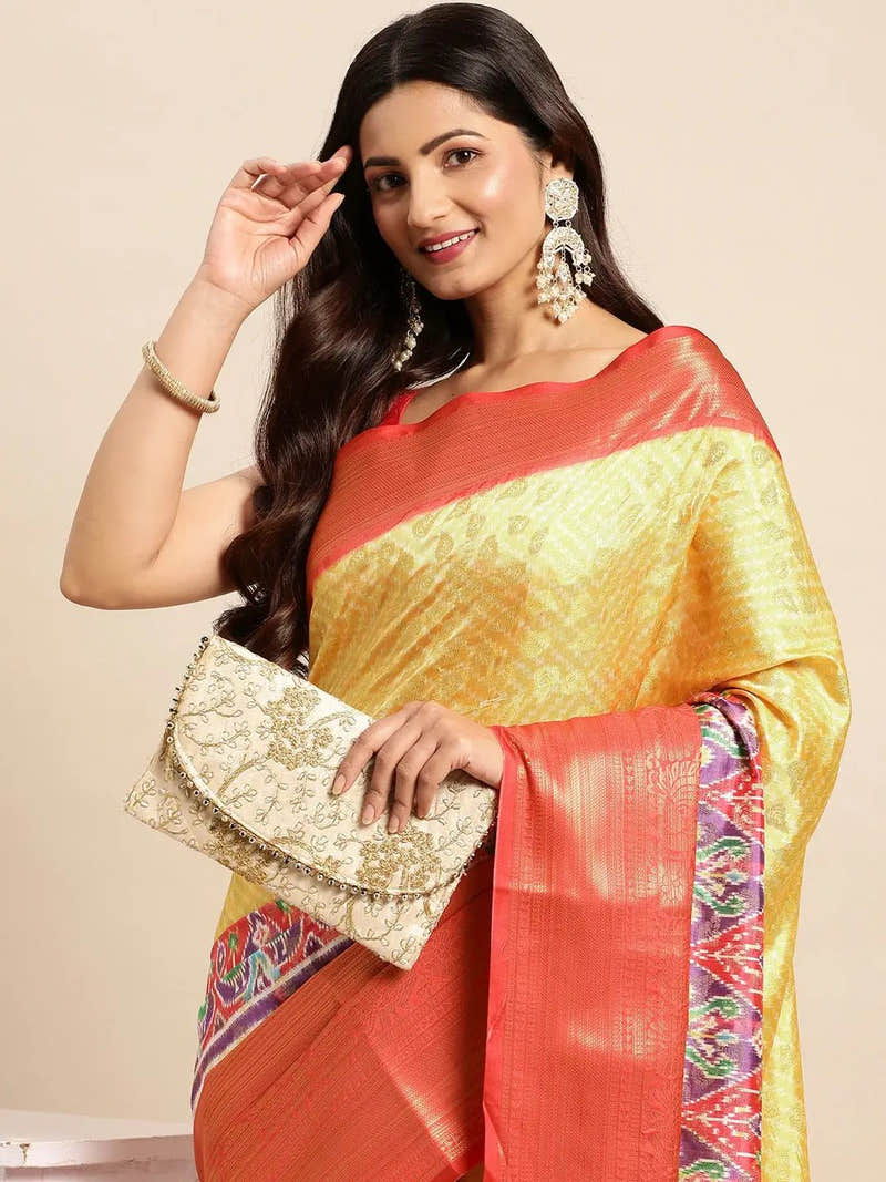 Exquisite Ikkat Digital Pattu Banarasi Silk Saree