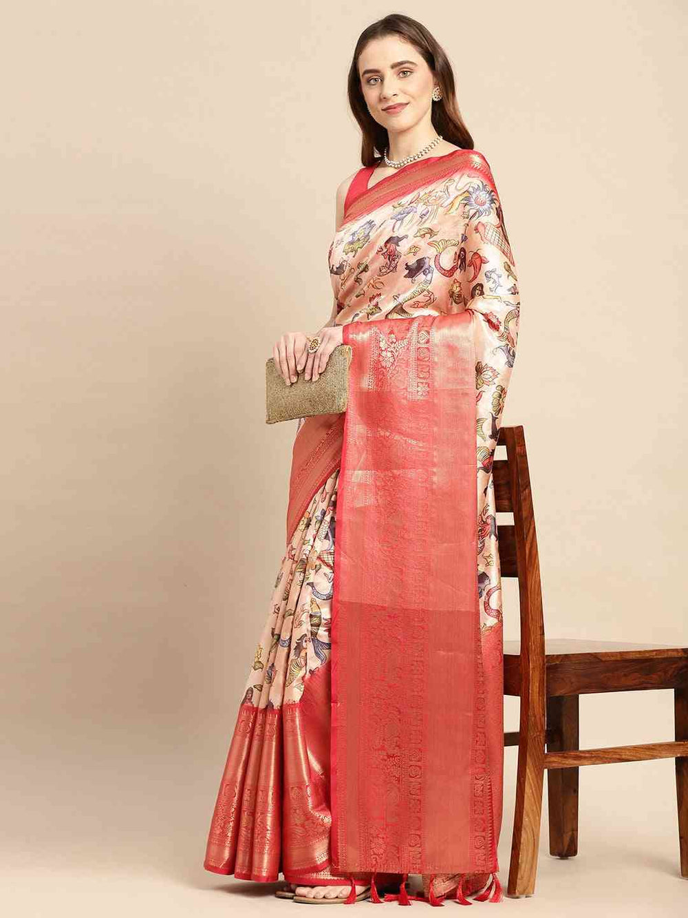 Kalamkari Pattu Banarasi Silk Saree