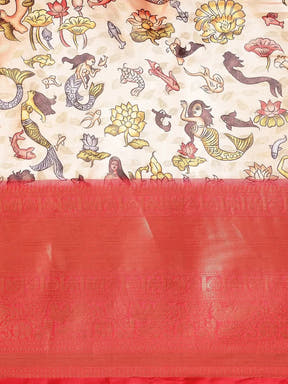 Kalamkari Pattu Banarasi Silk Saree