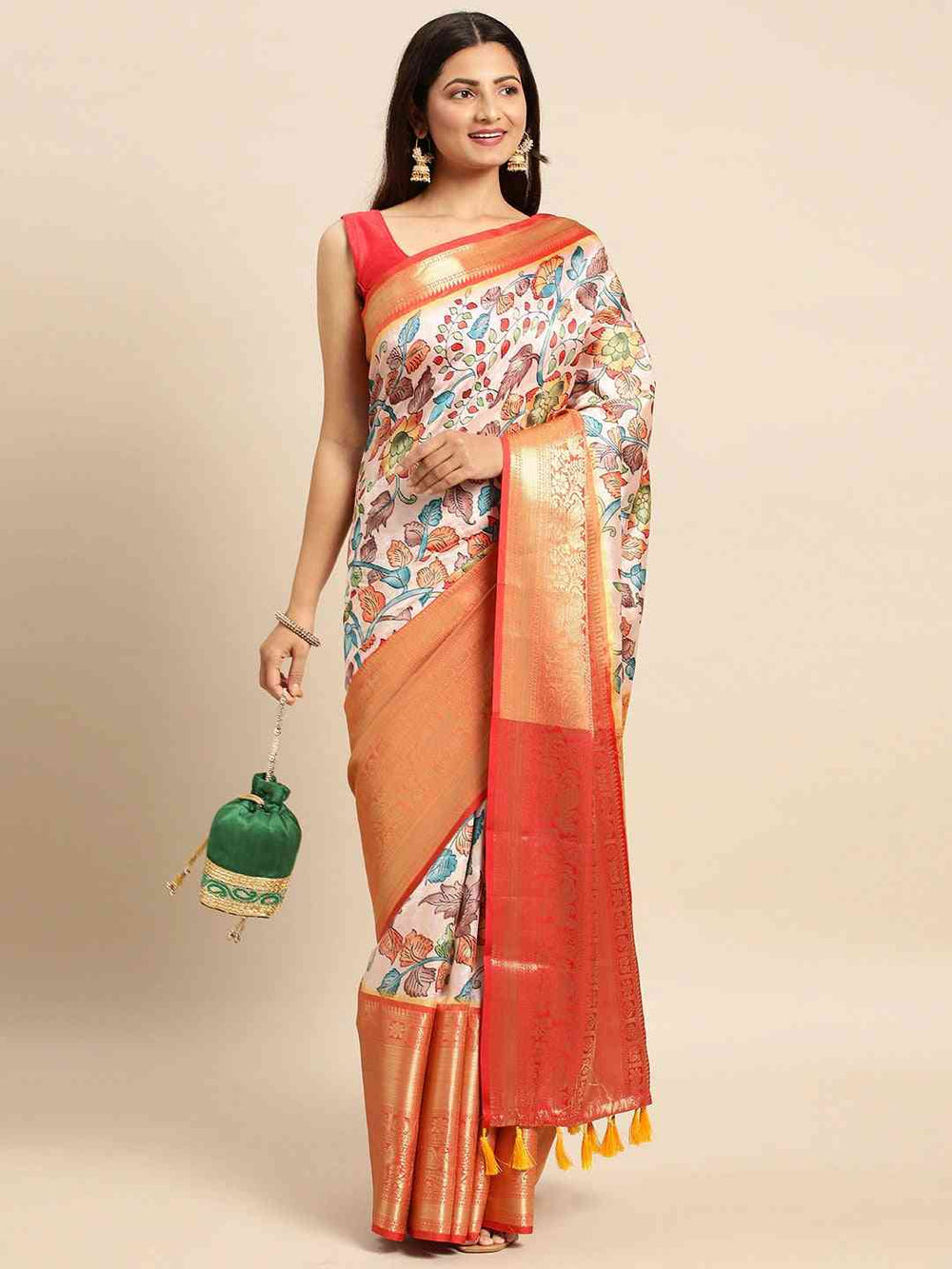 Kalamkari Pattu Banarasi Silk Saree 