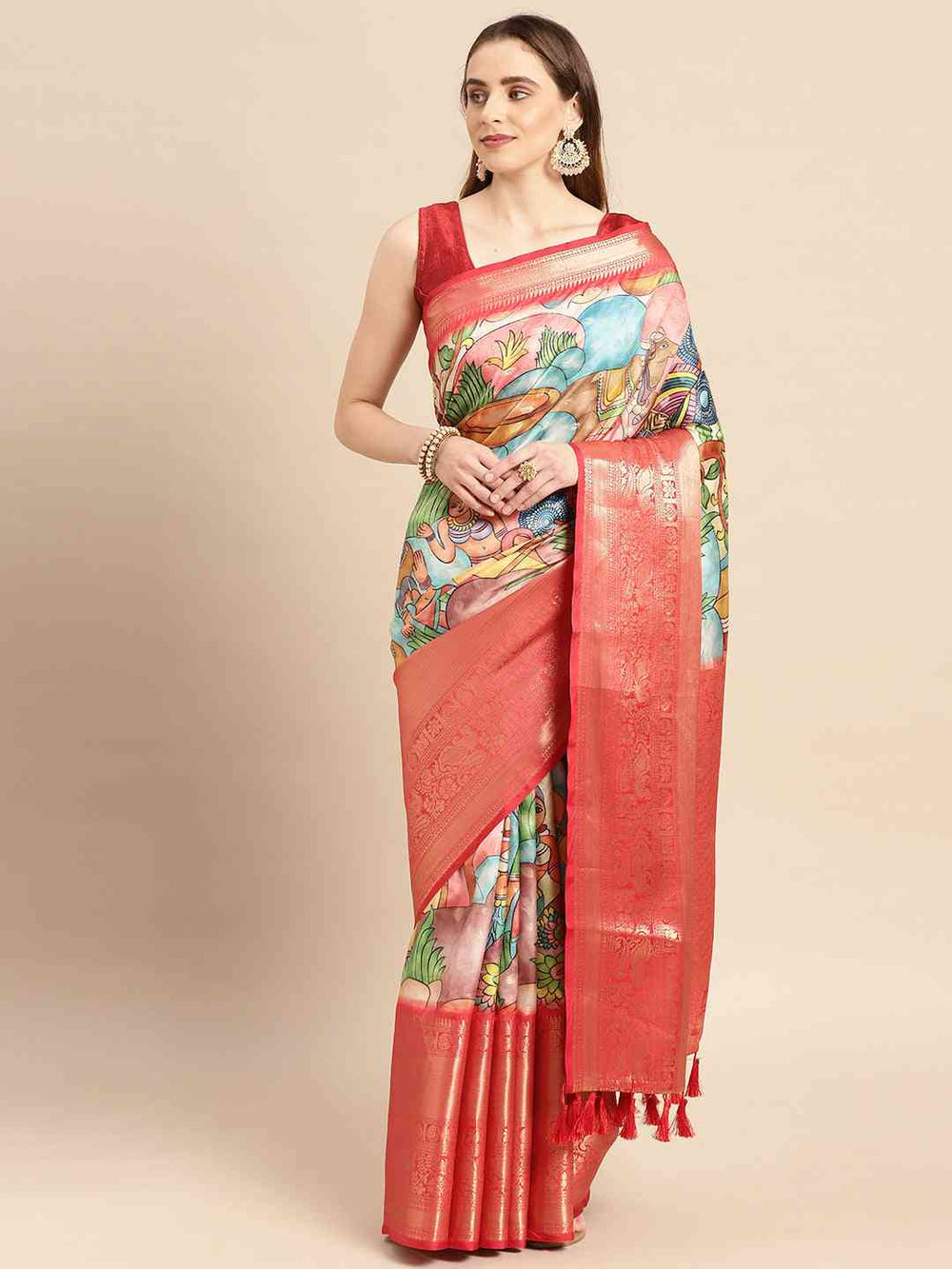 Kalamkari Pattu Banarasi Silk Saree 