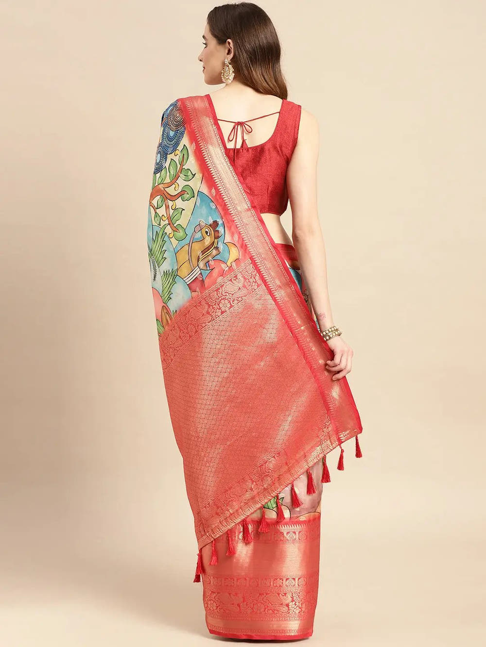 Kalamkari Pattu Banarasi Silk Saree 