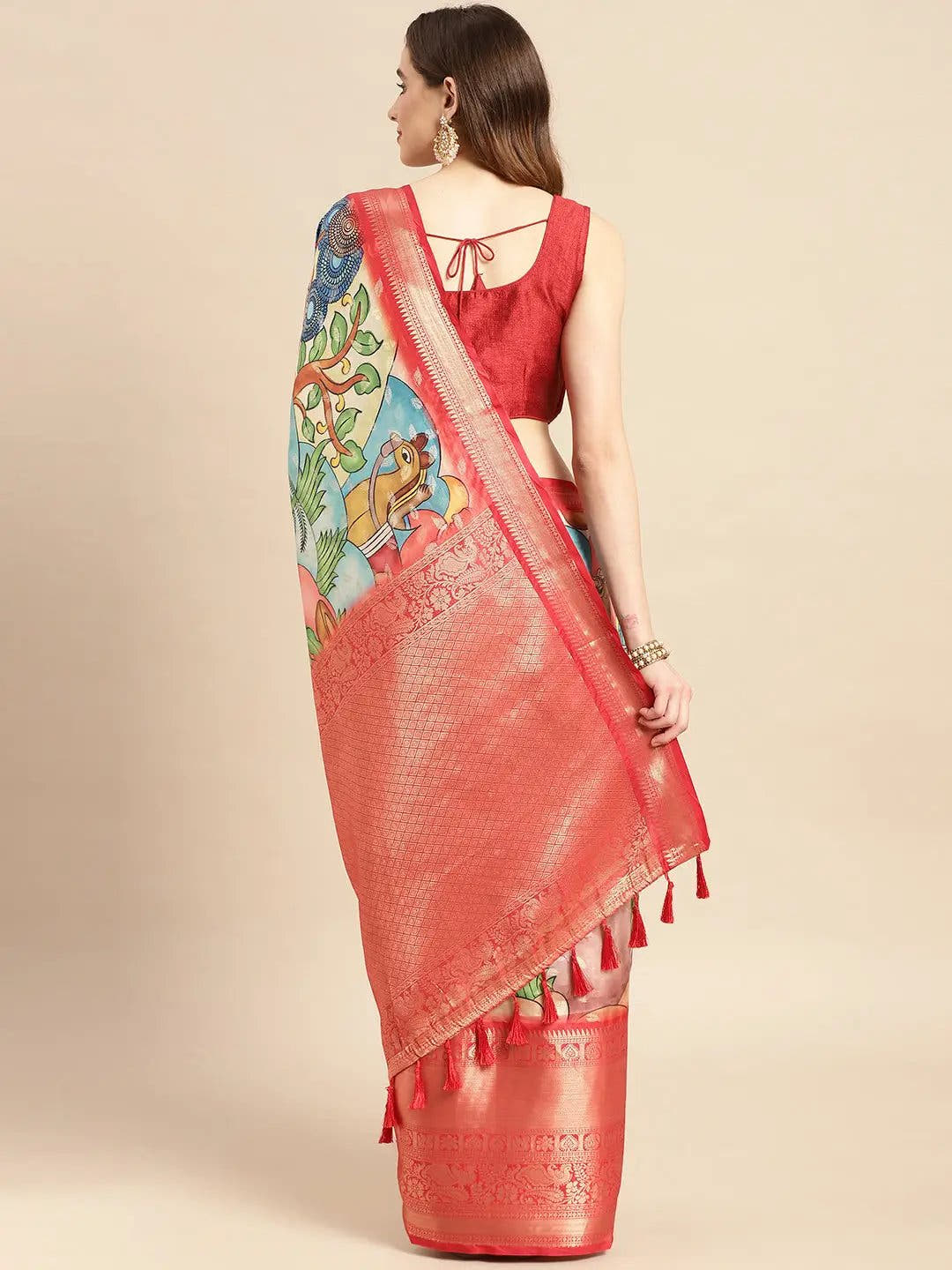 Kalamkari Pattu Banarasi Silk Saree 