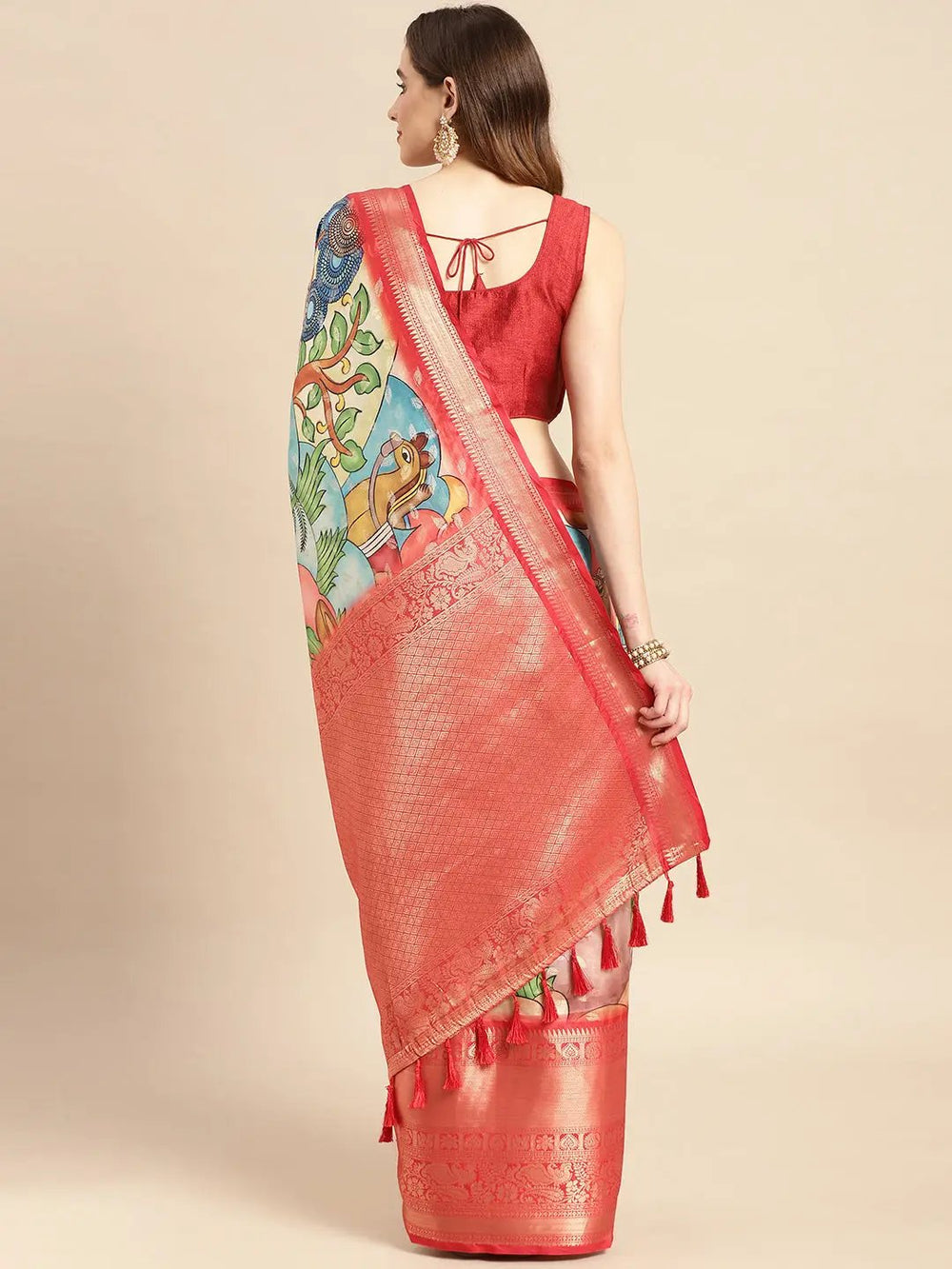 Kalamkari Pattu Banarasi Silk Saree 