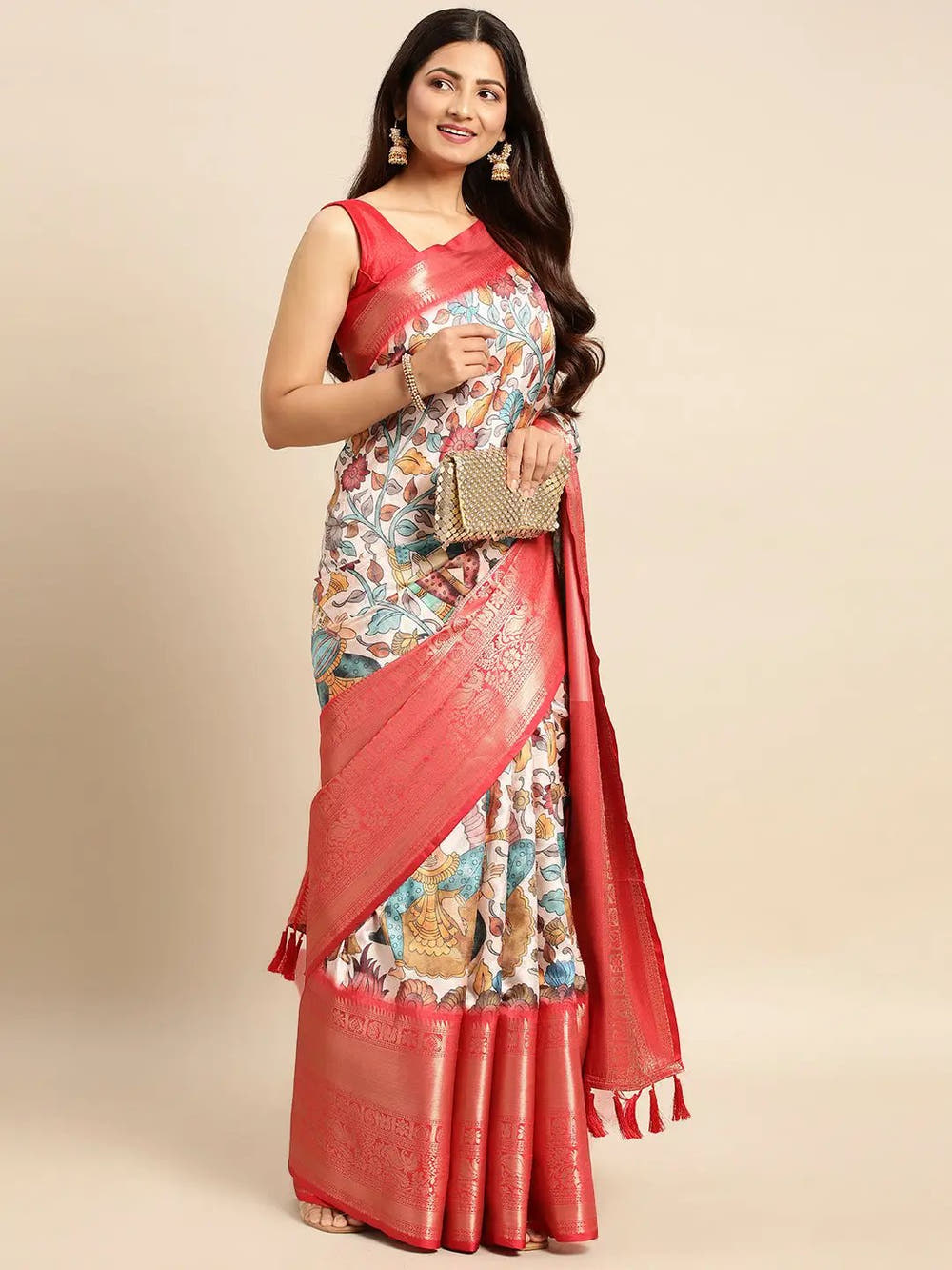 Kalamkari Pattu Banarasi Silk Saree 