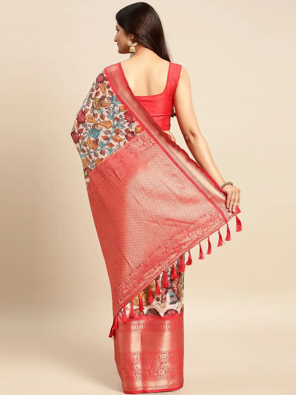 Kalamkari Pattu Banarasi Silk Saree 