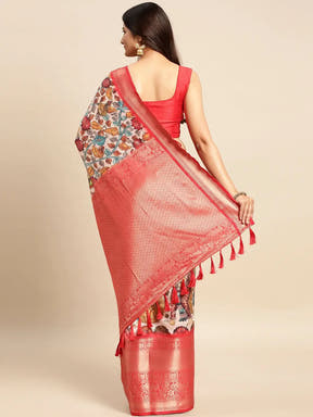 Kalamkari Pattu Banarasi Silk Saree 