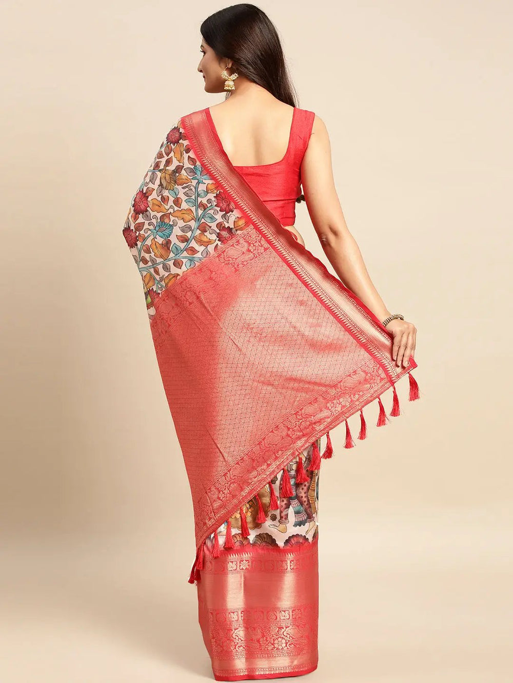Kalamkari Pattu Banarasi Silk Saree 