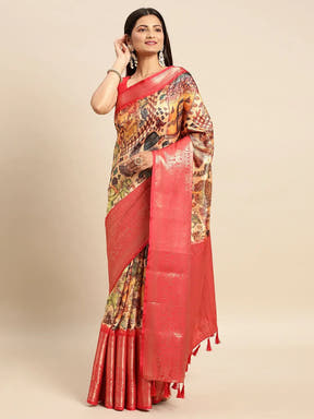 Kalamkari Pattu Banarasi Silk Saree 