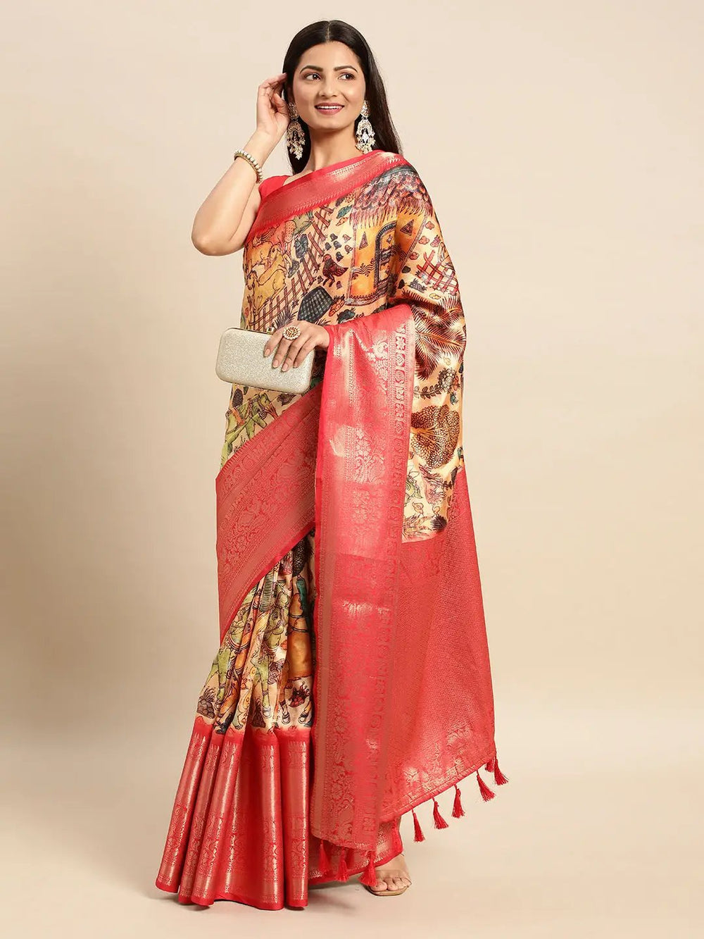 Kalamkari Pattu Banarasi Silk Saree 