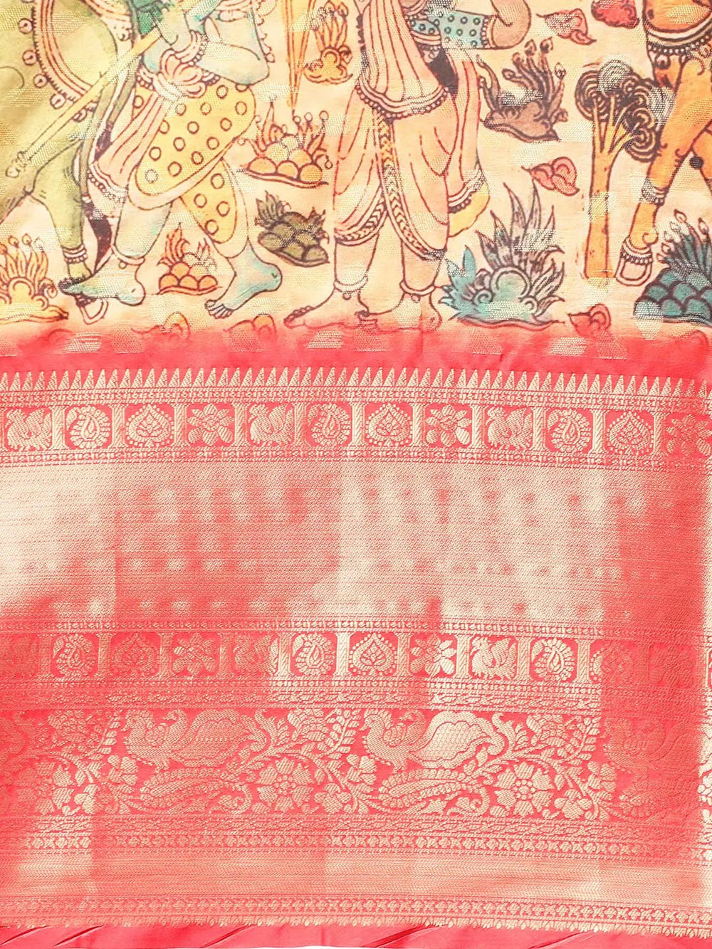 Kalamkari Pattu Banarasi Silk Saree 