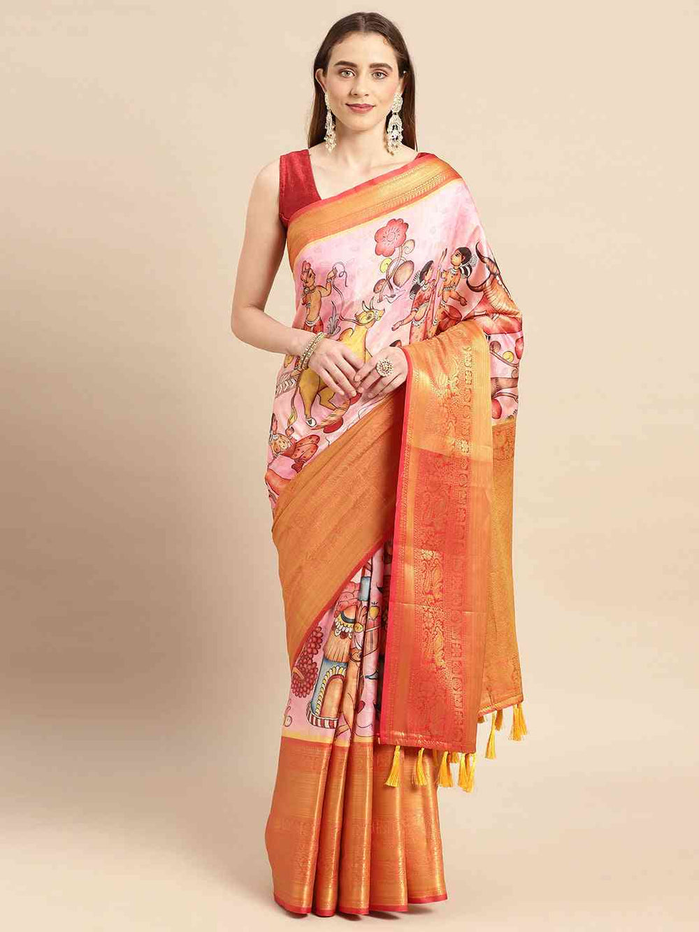 Kalamkari Pattu Banarasi Silk Saree 