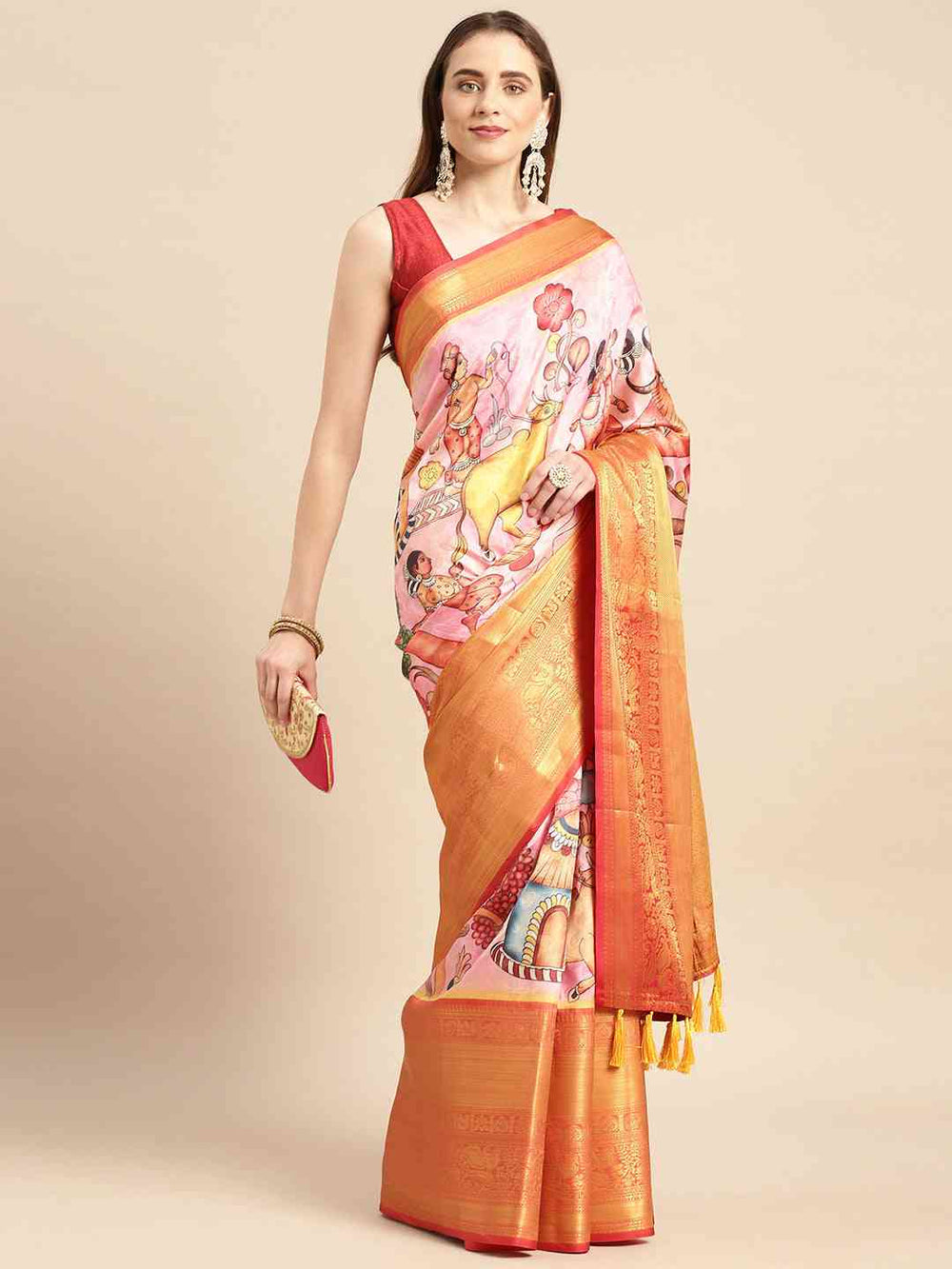 Kalamkari Pattu Banarasi Silk Saree 