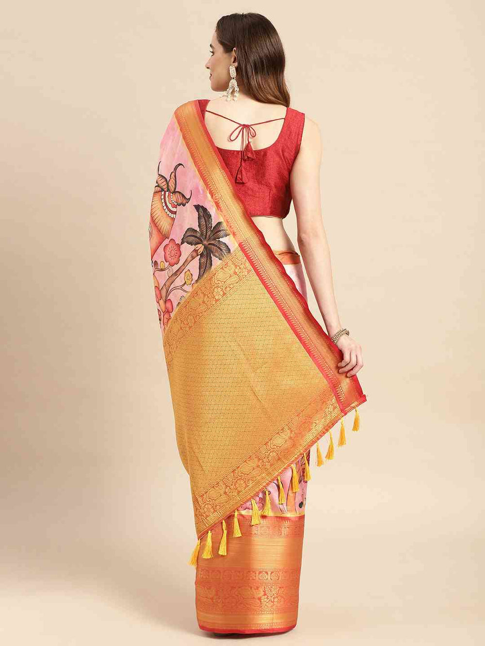 Kalamkari Pattu Banarasi Silk Saree 