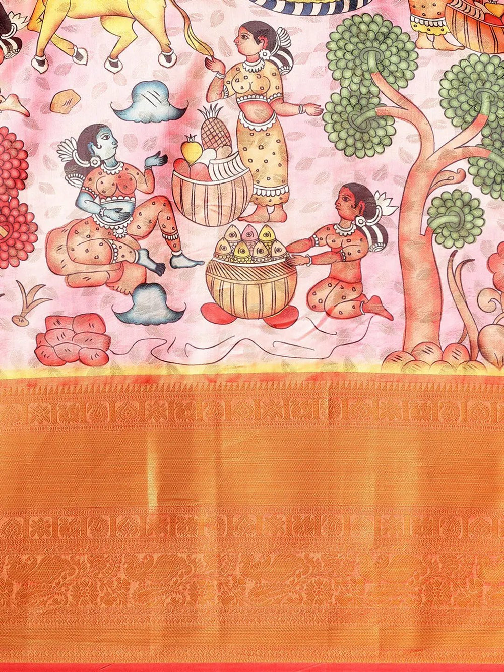Kalamkari Pattu Banarasi Silk Saree 