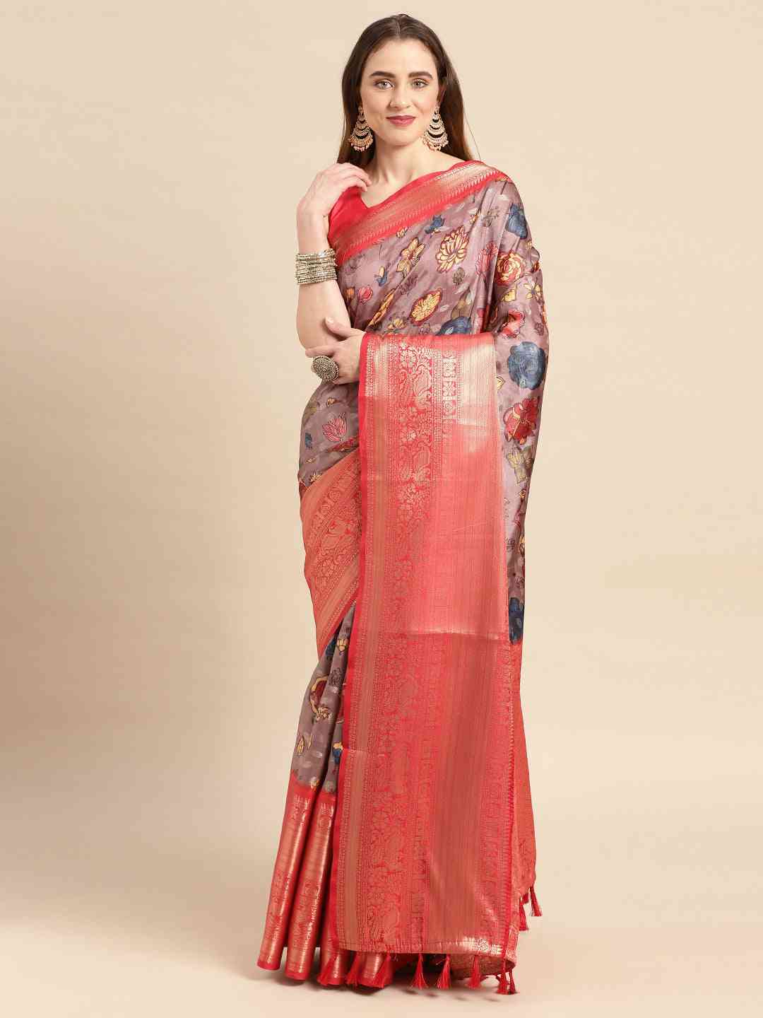 Kalamkari Pattu Banarasi Silk Saree 