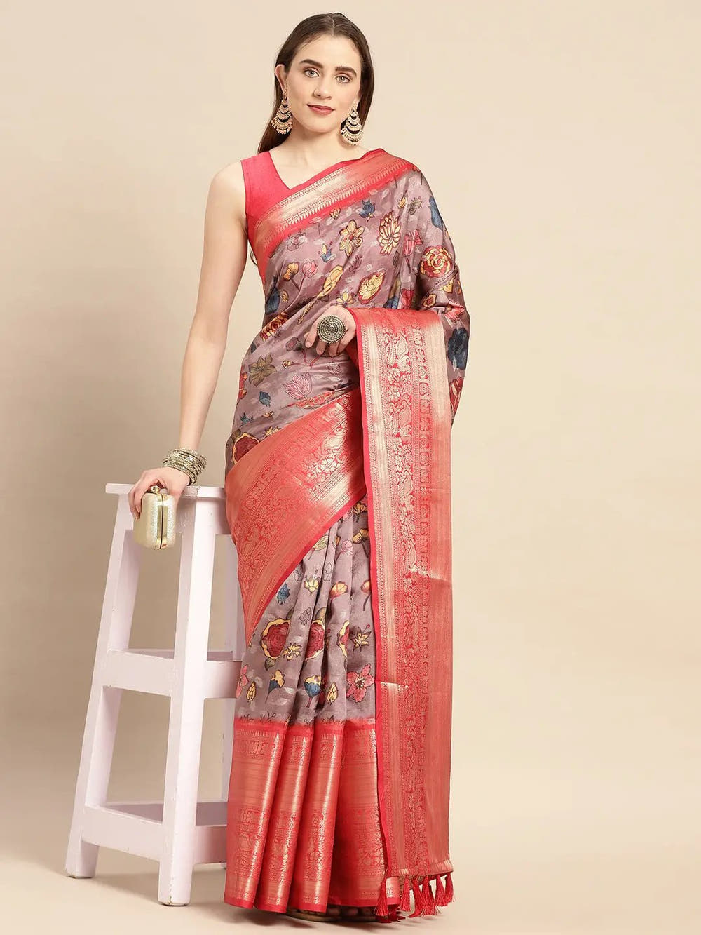 Kalamkari Pattu Banarasi Silk Saree 