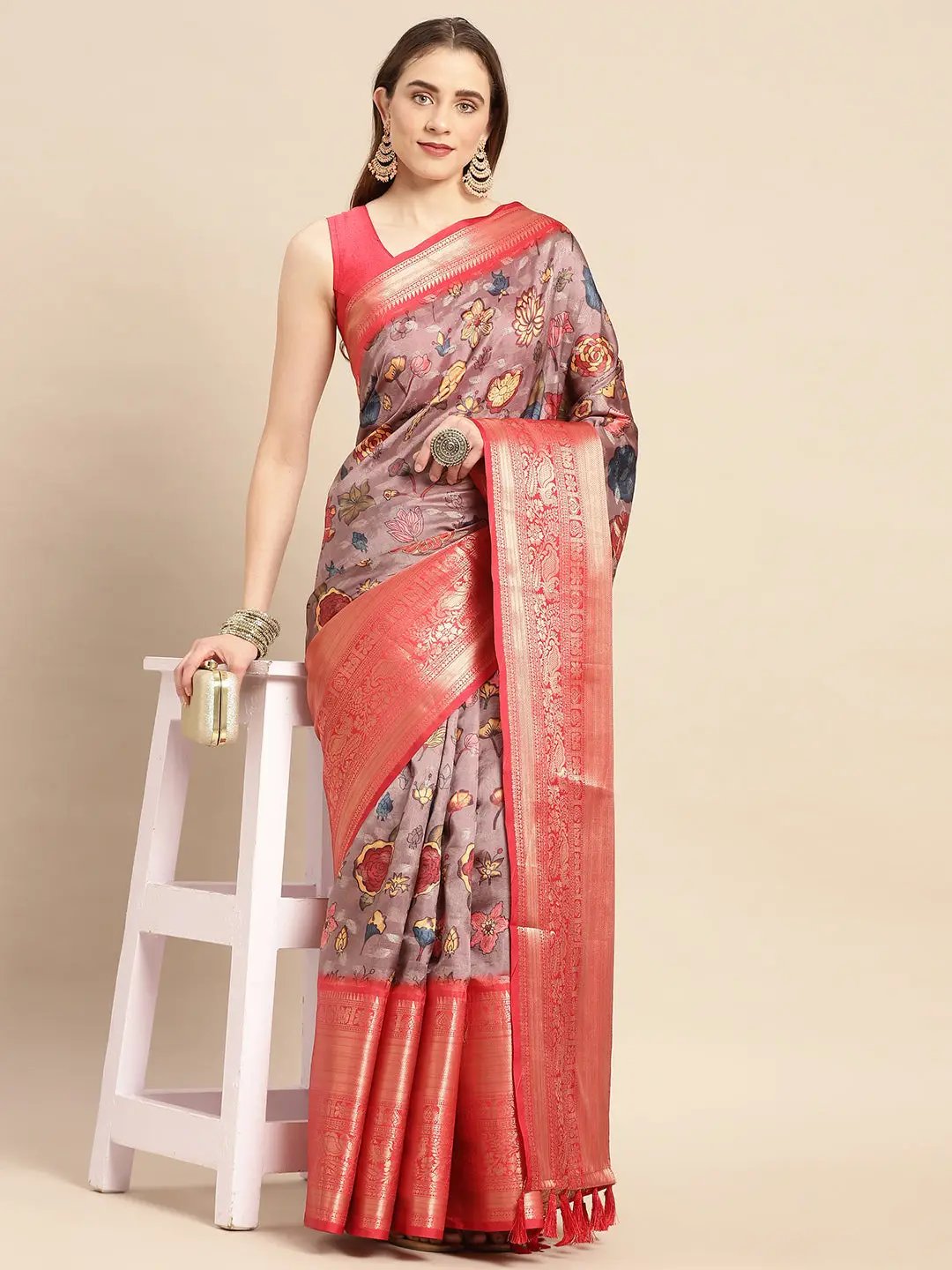 Kalamkari Pattu Banarasi Silk Saree 