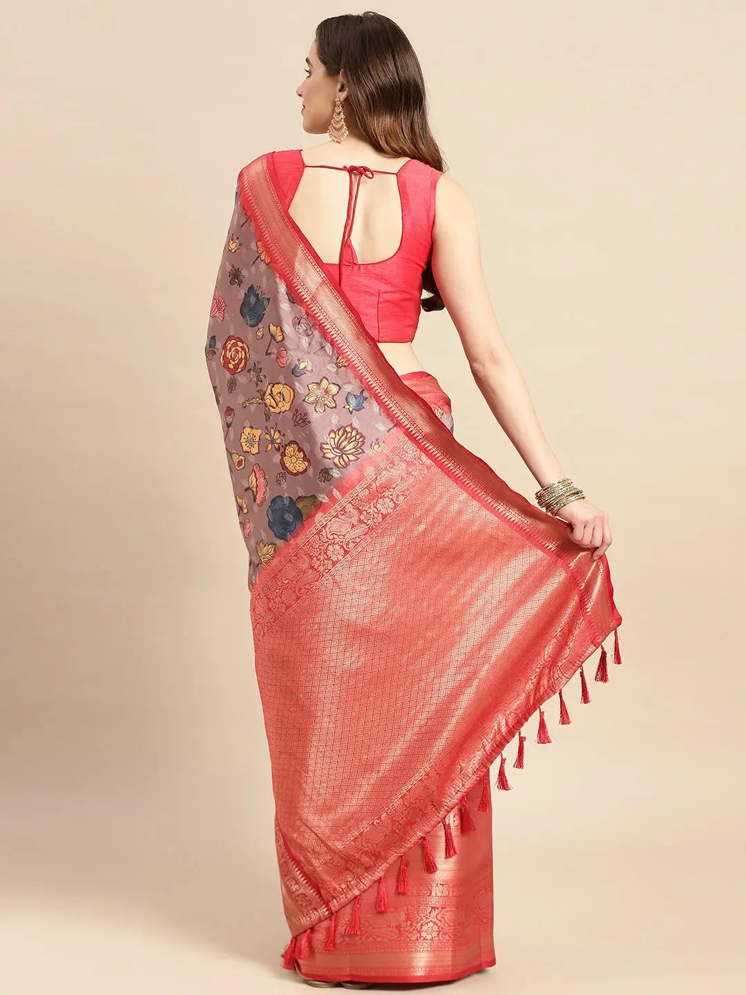 Kalamkari Pattu Banarasi Silk Saree 