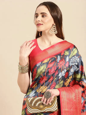 Kalamkari Pattu Banarasi Silk Saree 