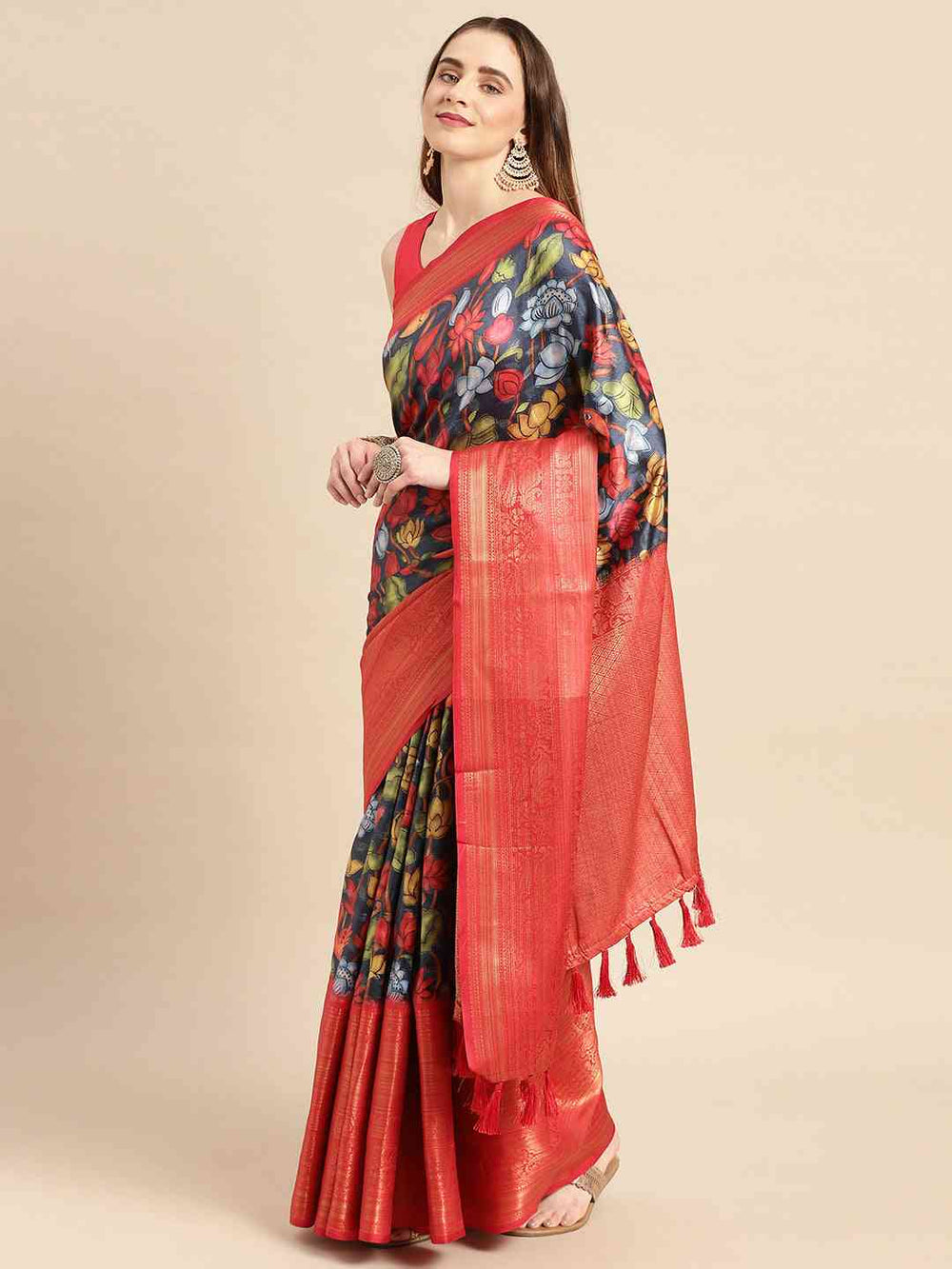 Kalamkari Pattu Banarasi Silk Saree 