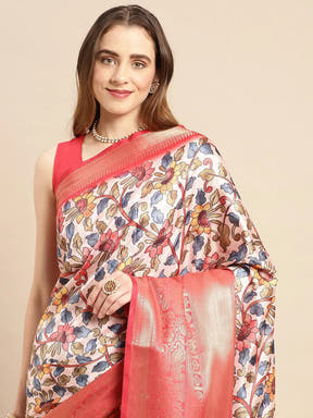 Kalamkari Pattu Banarasi Silk Saree 