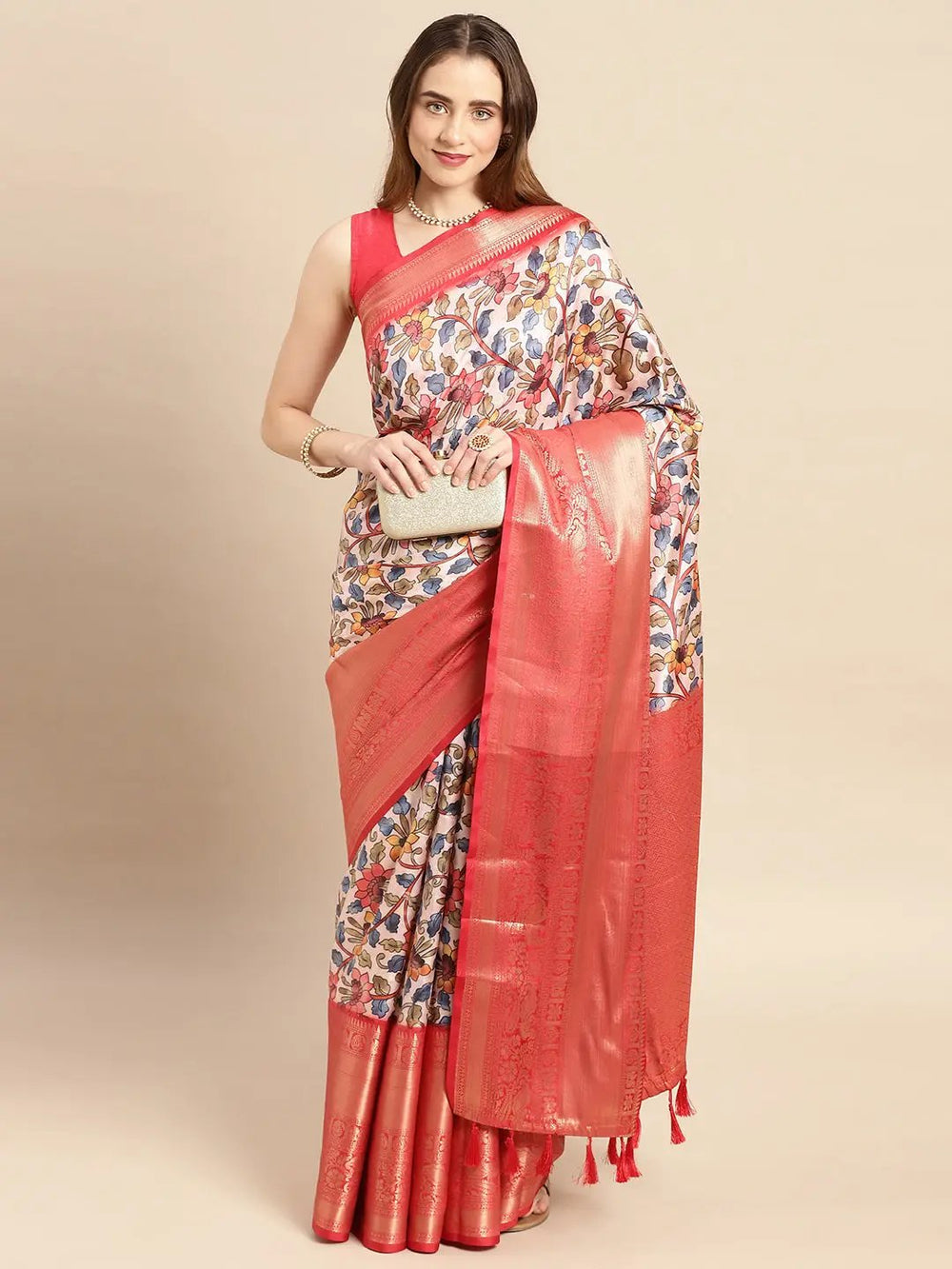 Kalamkari Pattu Banarasi Silk Saree 
