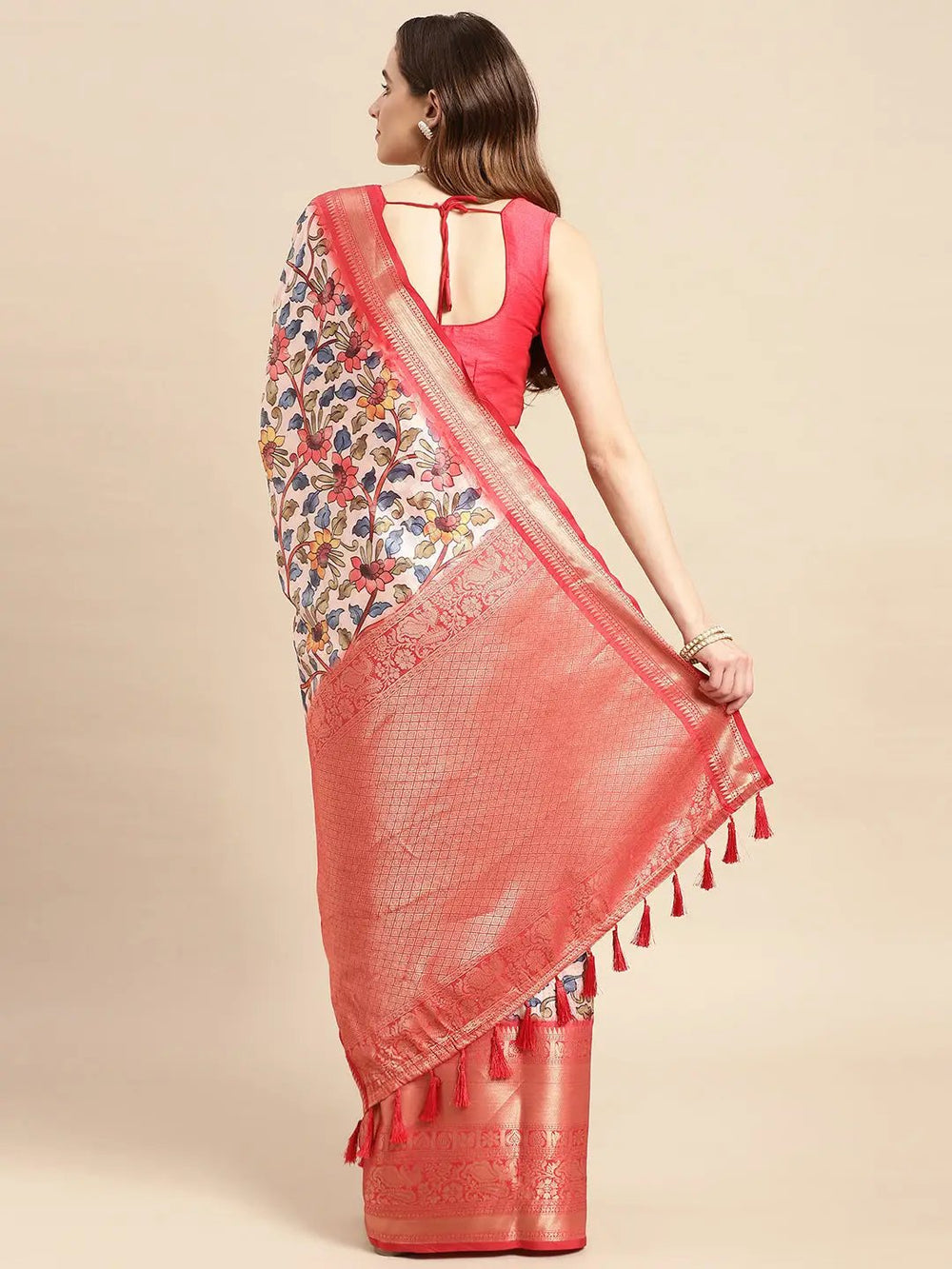 Kalamkari Pattu Banarasi Silk Saree 