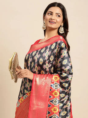 Kalamkari Pattu Banarasi Silk Saree 