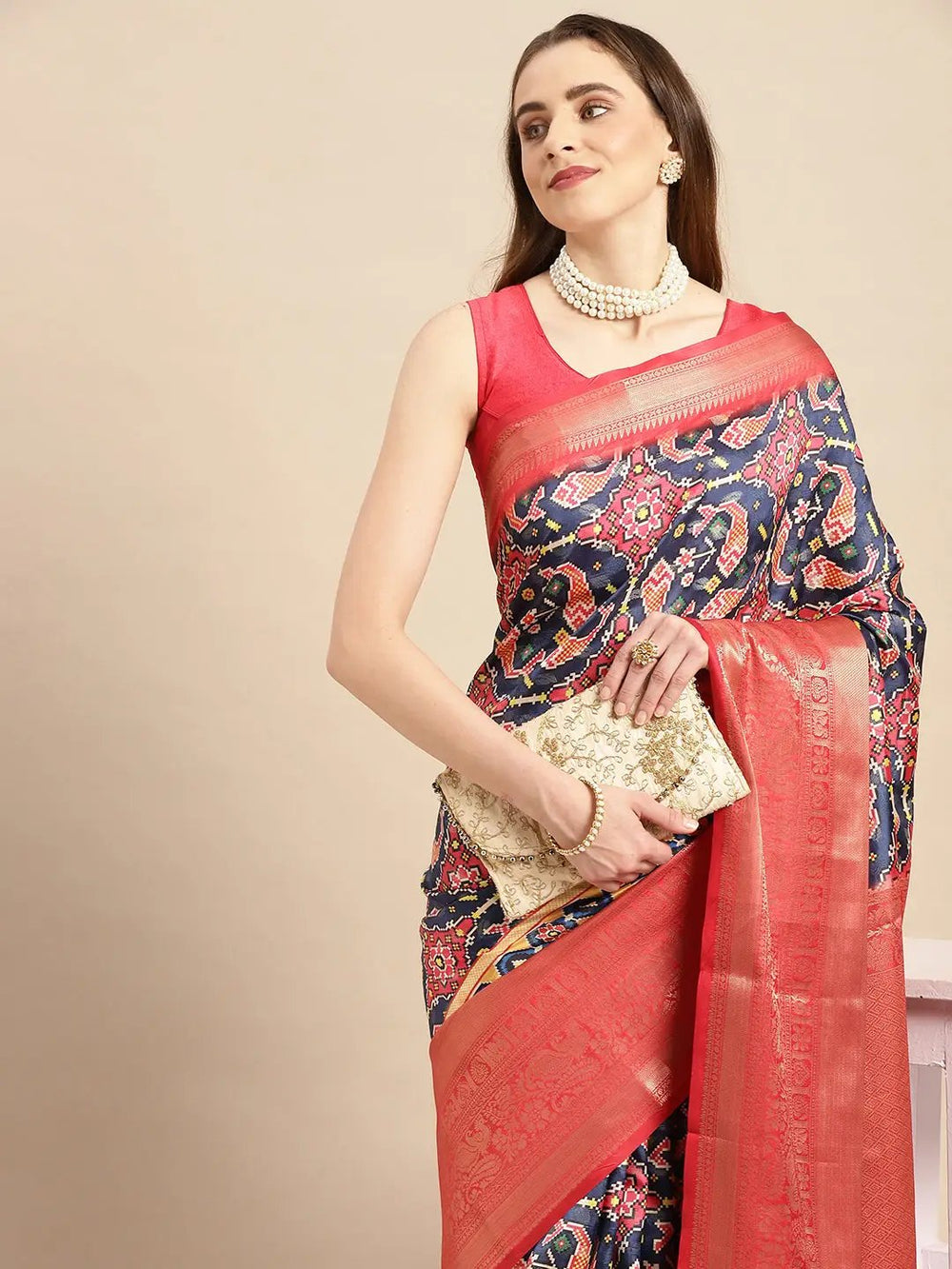 Kalamkari Pattu Banarasi Silk Saree 