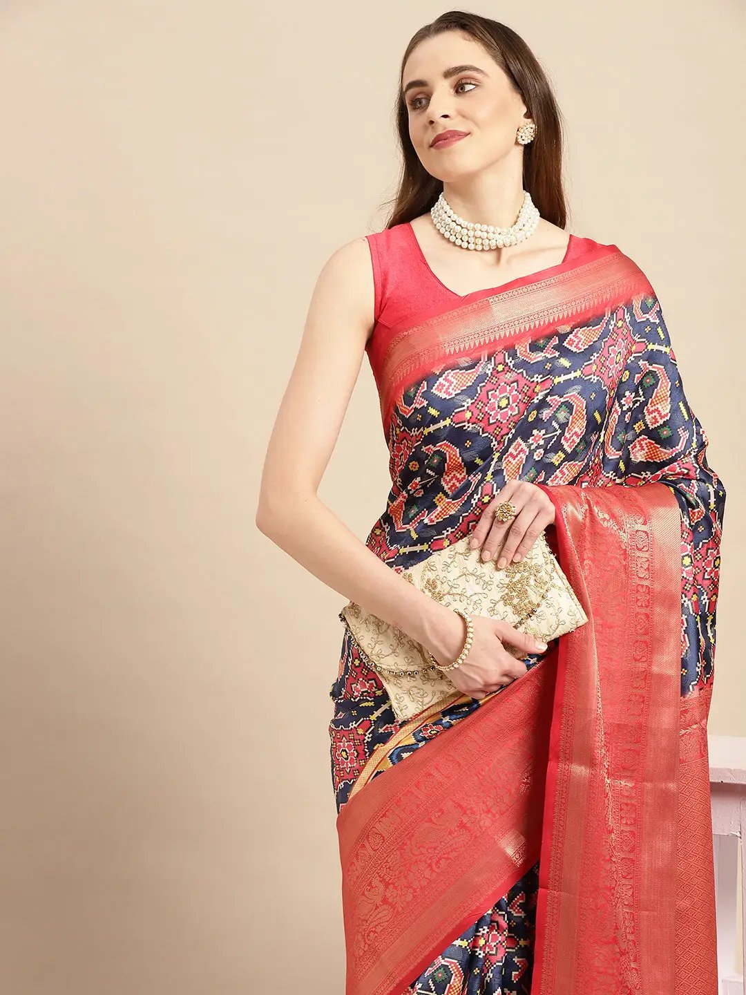 Kalamkari Pattu Banarasi Silk Saree 