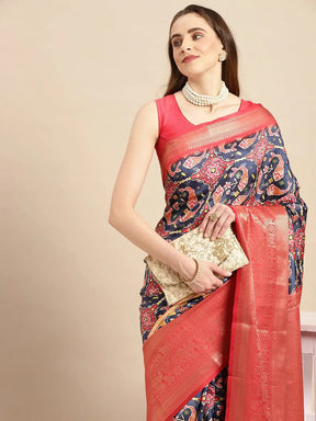 Kalamkari Pattu Banarasi Silk Saree 