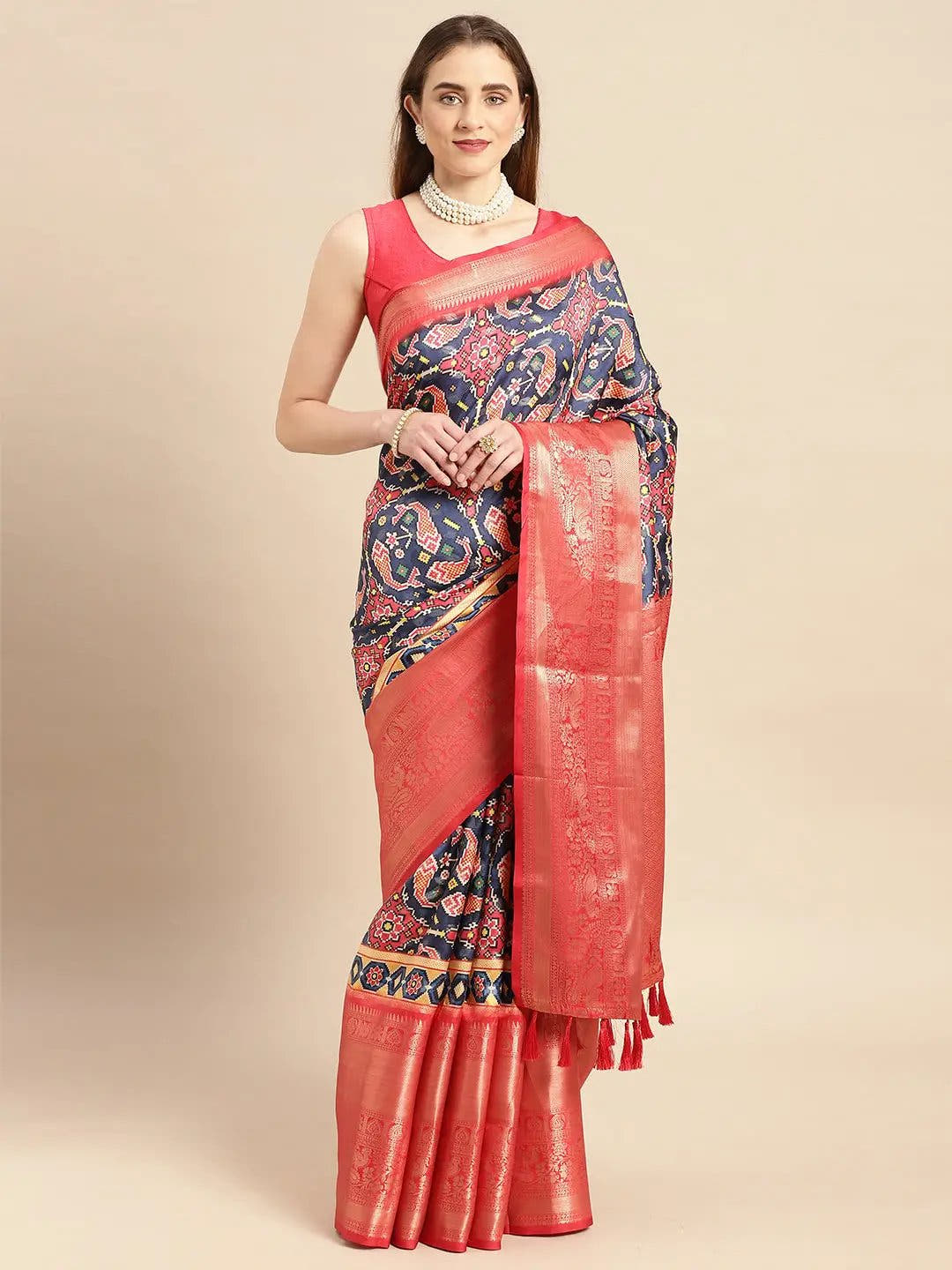 Kalamkari Pattu Banarasi Silk Saree 