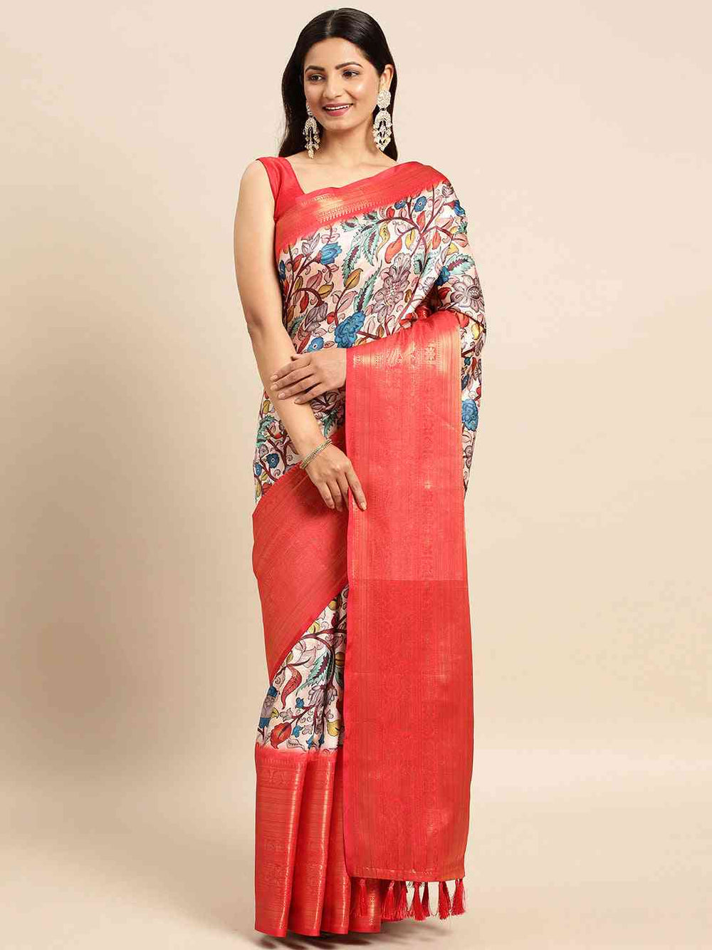 Kalamkari Pattu Banarasi Silk Saree 