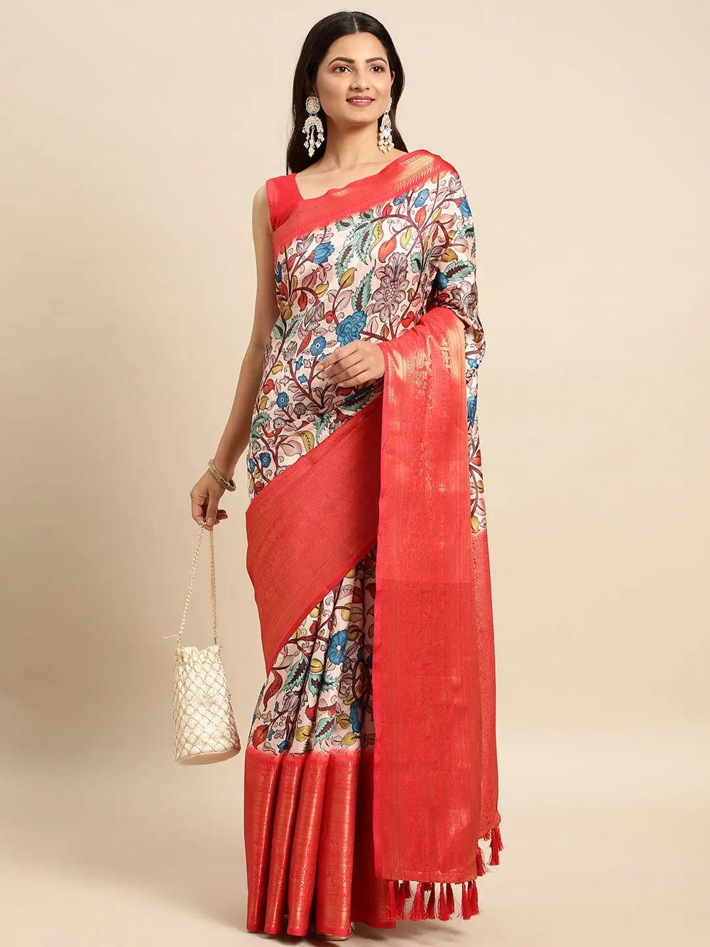 Kalamkari Pattu Banarasi Silk Saree 