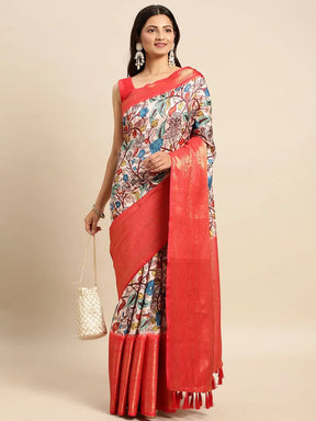 Kalamkari Pattu Banarasi Silk Saree 