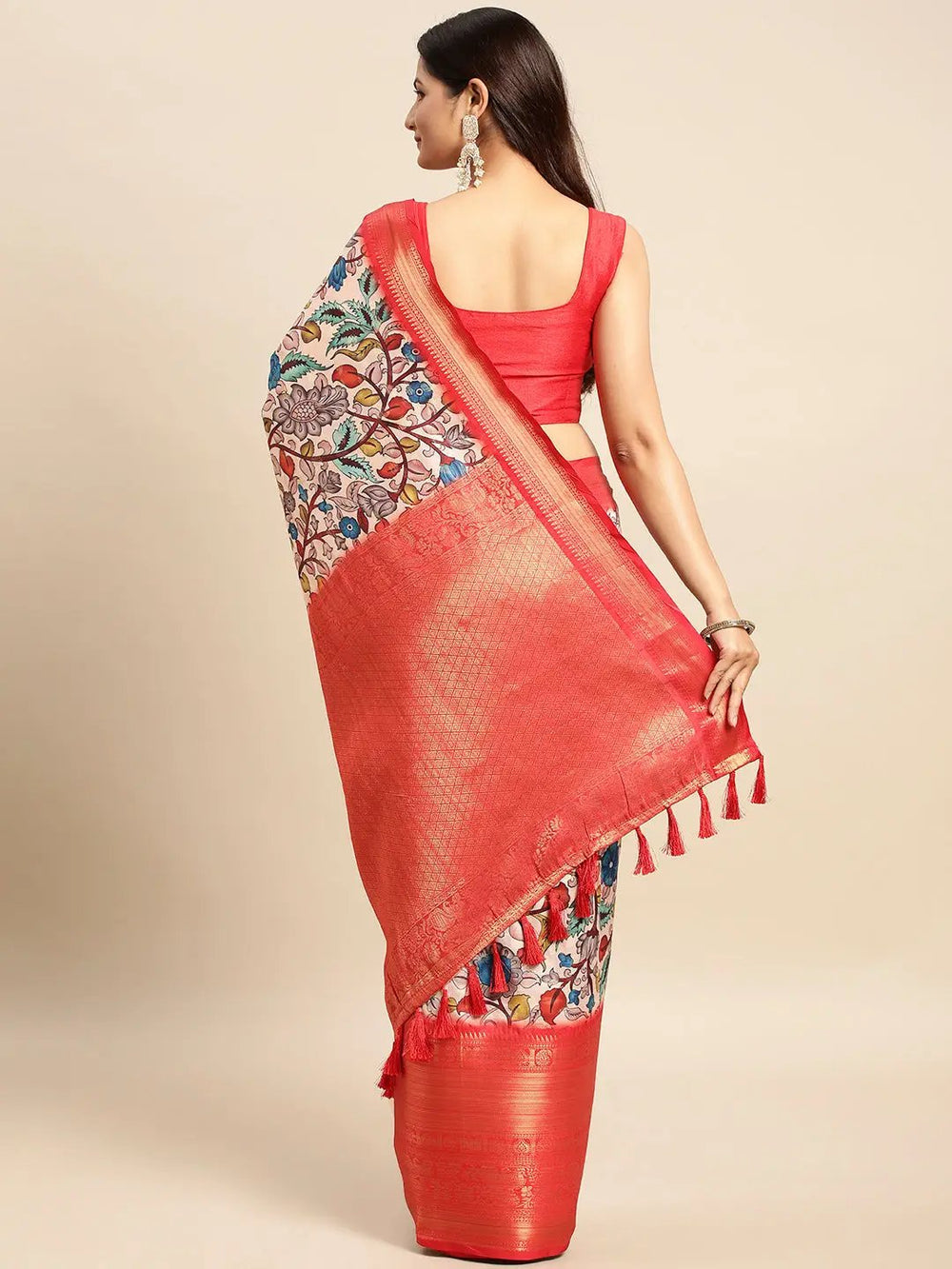 Kalamkari Pattu Banarasi Silk Saree 
