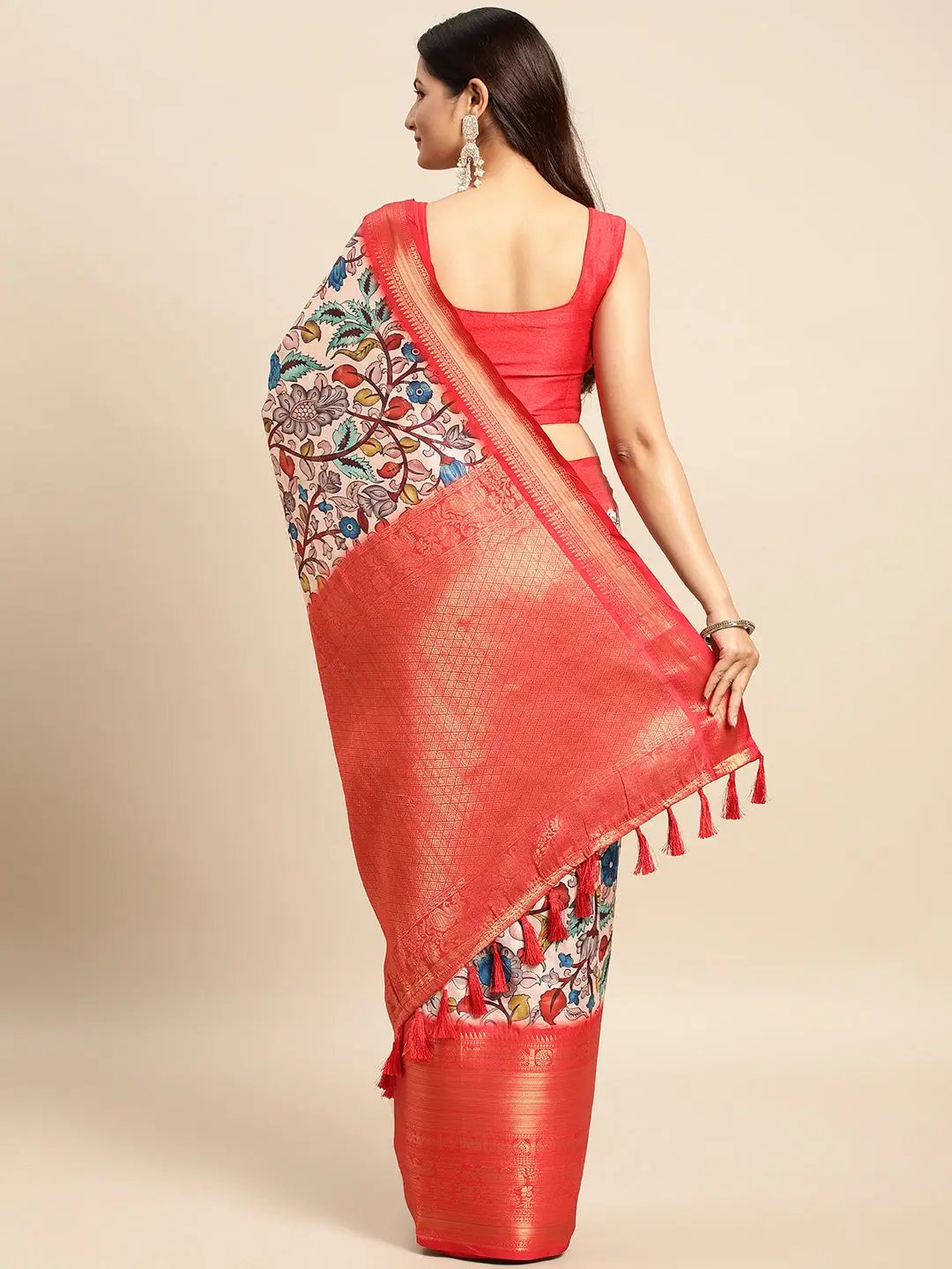 Kalamkari Pattu Banarasi Silk Saree 
