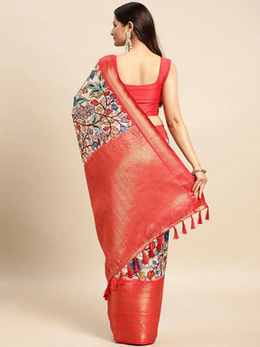 Kalamkari Pattu Banarasi Silk Saree 