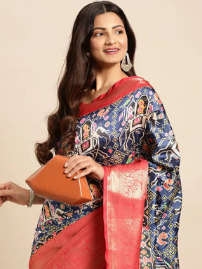 Kalamkari Pattu Banarasi Silk Saree 