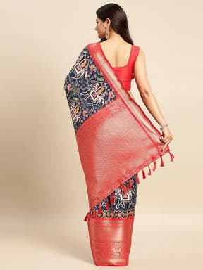 Kalamkari Pattu Banarasi Silk Saree 