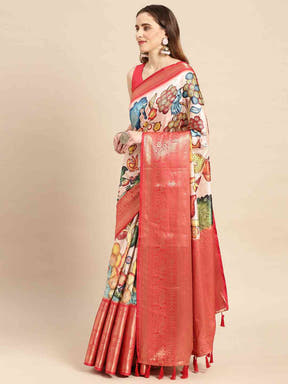 Kalamkari Pattu Banarasi Silk Saree 
