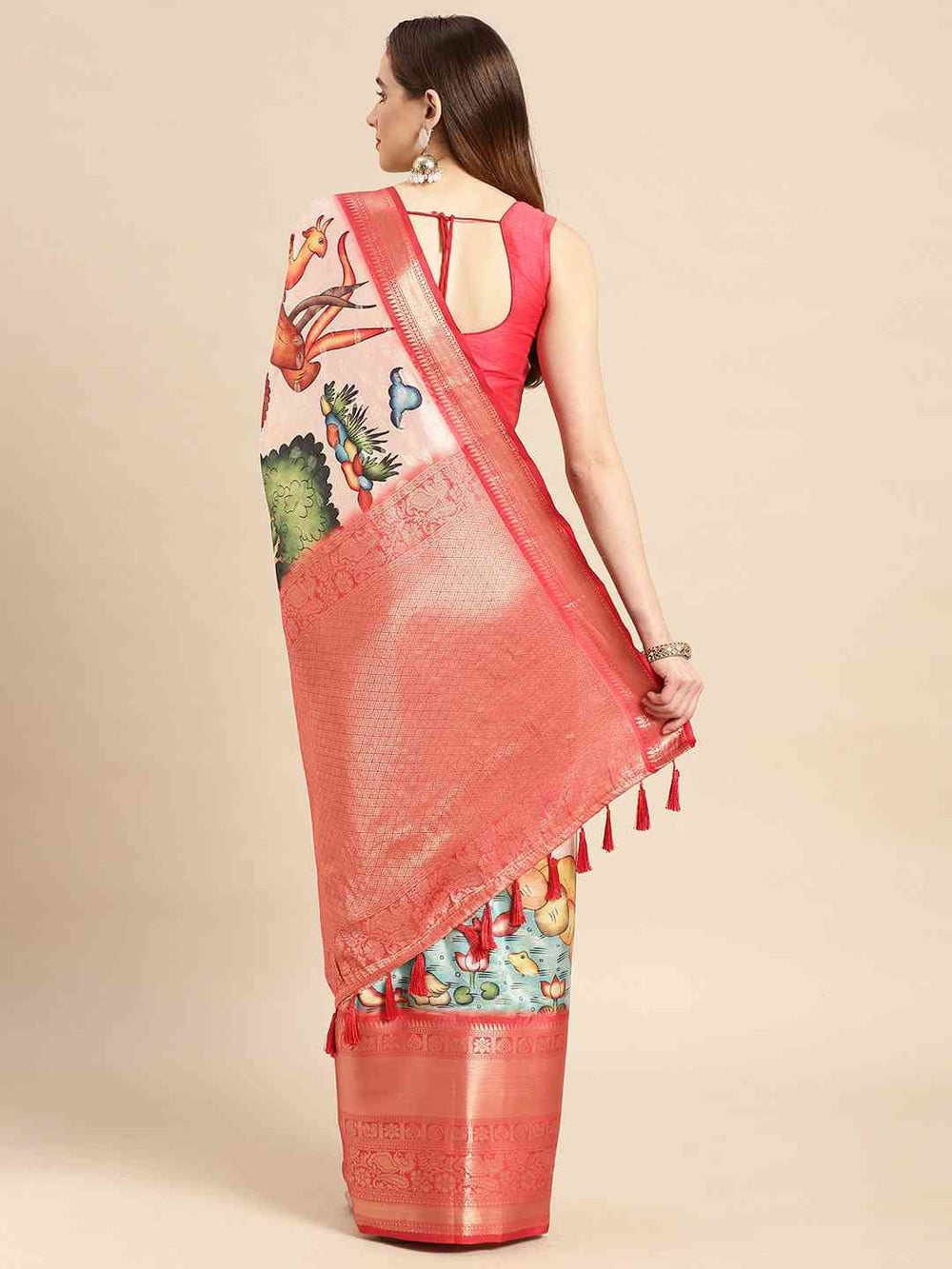 Kalamkari Pattu Banarasi Silk Saree 